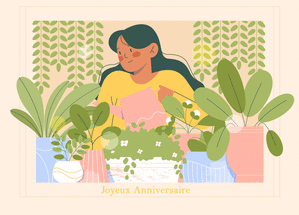 Carte Fleurs verdoyantes pour un anniversaire joyeux Carte anniversaire fleurs