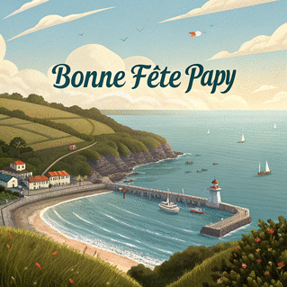 Carte Papy en bord de mer pour une fête joyeuse Carte de fête des grands-pères