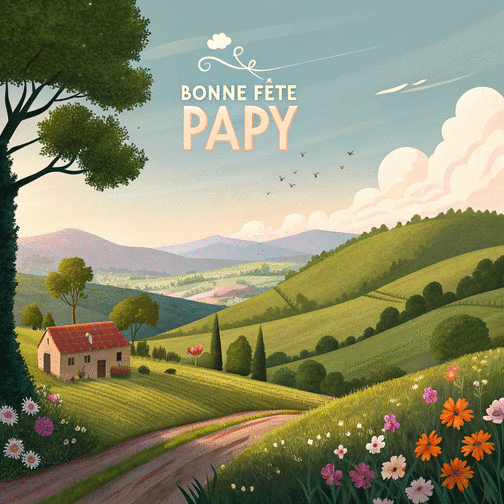 Carte Papi, fête bucolique en pleine nature Carte de fête des grands-pères