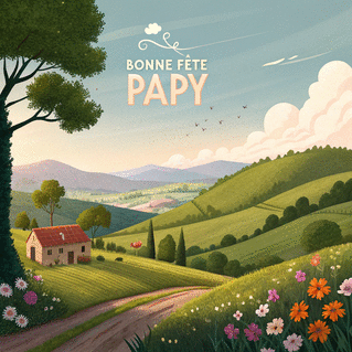Carte Papi, fête bucolique en pleine nature Carte de fête des grands-pères