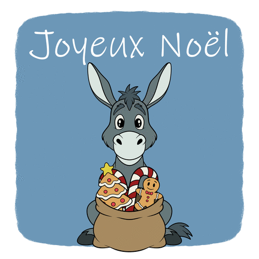 Carte Joyeux Noël de l`âne Carte de Noël humour