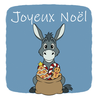 Carte Joyeux Noël de l`âne Carte de Noël humour