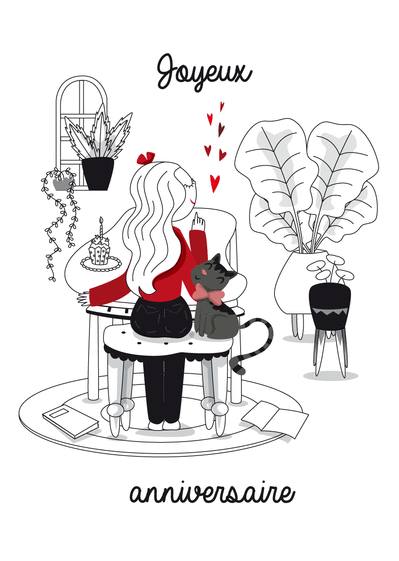 Carte Chat tendre avec gâteau pour un joyeux anniversaire Carte anniversaire chat