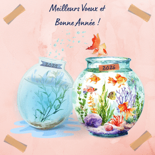 Carte Voeux aquatiques pour une ann&eacute;e 2026 lumineuse Carte de voeux originale pour 2026