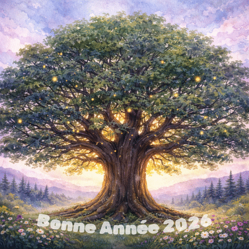 Carte Arbre majestueux pour une année épanouie 2026 Carte de voeux Nature 2026