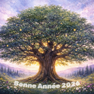 Carte Arbre majestueux pour une année épanouie 2026 Carte de voeux Nature 2026