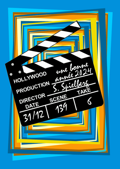 Carte  de voeux 2024 à Hollywood Carte de voeux originale pour 2024