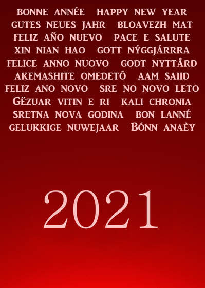 Carte bonne année 2021 en plusieurs langues Carte bonne année 2021 en plusieurs langues