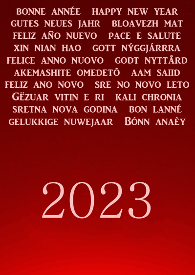 Carte bonne année 2023 en plusieurs langues Carte bonne année 2023 en plusieurs langues