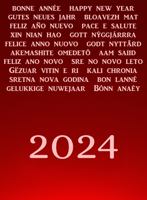 Carte bonne année 2024 en plusieurs langues Carte bonne année 2024 en plusieurs langues