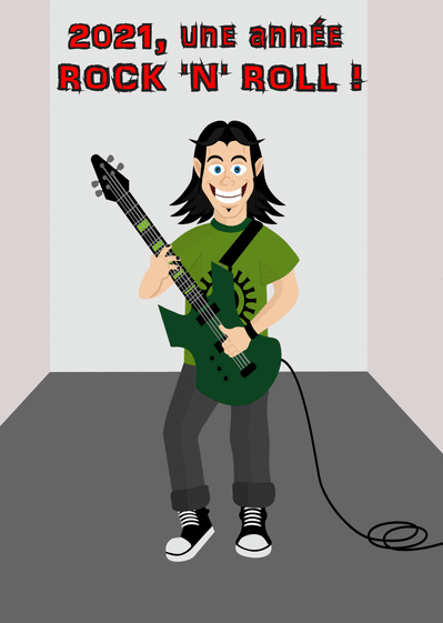 Carte Nouvelle année 2021 rock n roll Carte de voeux humour 2021