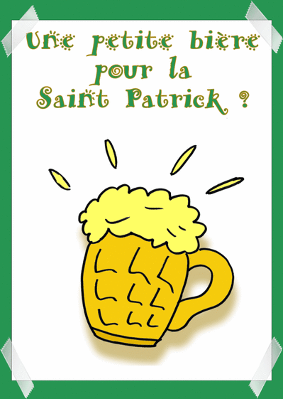 Carte Une petite bière pour la Saint Patrick Carte Saint Patrick