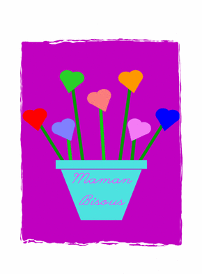 Carte Bouquet de coeurs pour maman Carte fête des mères pour enfant
