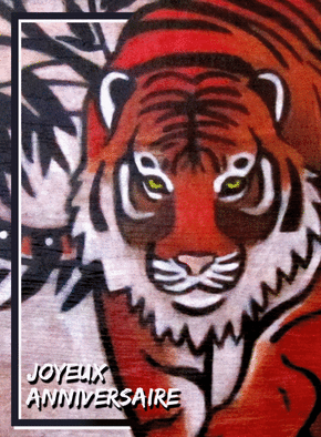 Carte Joyeux anniversaire peinture de tigre Carte anniversaire animaux