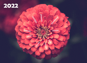 Carte Meilleurs voeux 2021 et jolie fleur Carte de voeux 2022 avec des fleurs