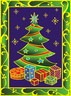 Carte Sapin de Noël avec des cadeaux Carte de noel