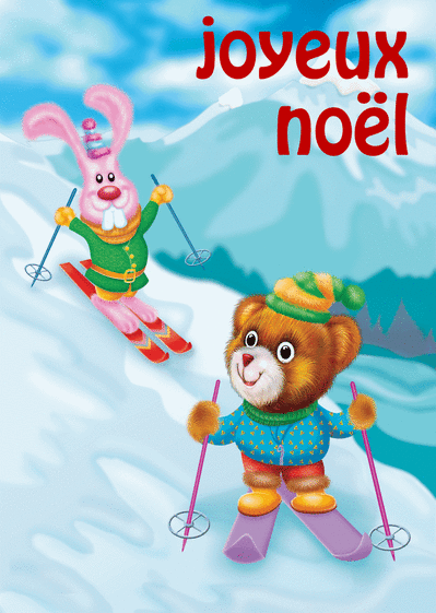 Carte Joyeux noël au ski Carte de Noël enfant