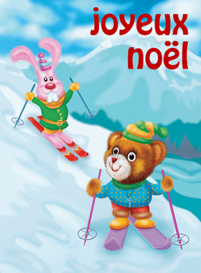Carte Joyeux noël au ski Carte de Noël enfant