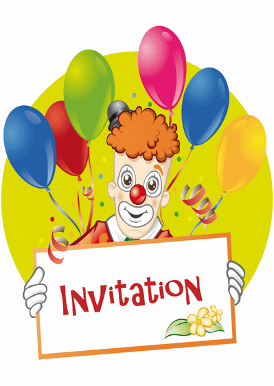 Carte Clown rigolo invitation anniversaire Invitation anniversaire enfant