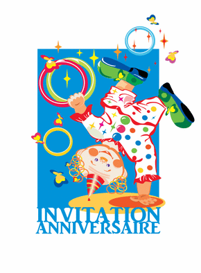 Carte Invitation anniversaire avec un clown Invitation anniversaire enfant