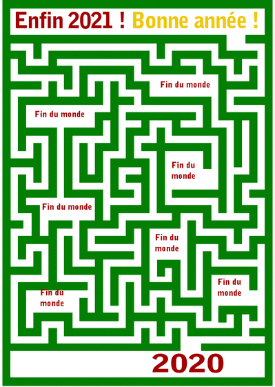 Carte Labyrinthe vers la nouvelle année 2021 Carte de voeux originale pour 2021