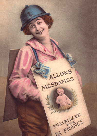 Carte Allons mesdames travaillez pour la France Carte ancienne fête des mères