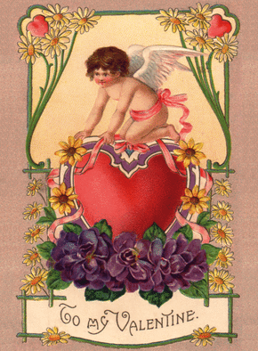 Carte Angelot To my Valentine Carte ancienne Saint Valentin