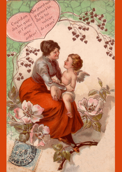 Carte  ancienne Cupidon Carte ancienne Saint Valentin