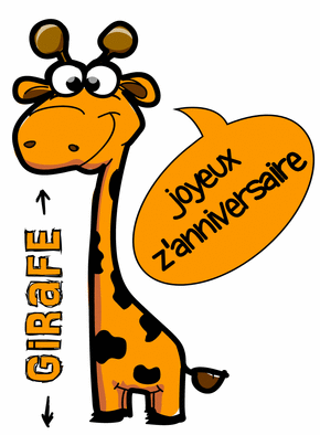 Carte Joyeux anniversaire girafe Carte anniversaire animaux rigolos