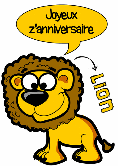 Carte Le lion rugit joyeux anniversaire Carte anniversaire animaux rigolos