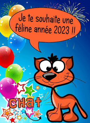 Carte  de voeux 2022 du chat Carte de voeux 2022 animaux rigolos