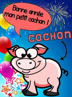 Carte  de voeux du cochon Carte de voeux 2022 animaux rigolos