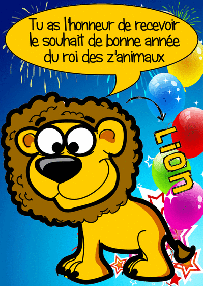 Carte Les voeux du seigneur lion Carte de voeux 2023 animaux rigolos