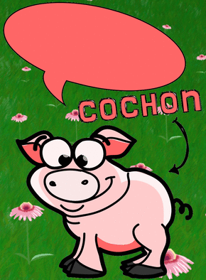 Carte Le cochon bavard Carte z`animaux bulle vide