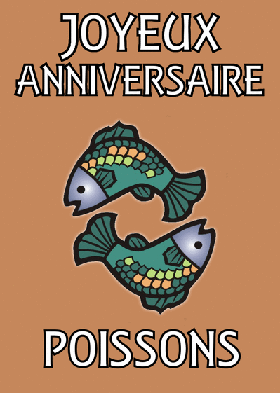Carte Joyeux anniversaire poissons Carte anniversaire horoscope