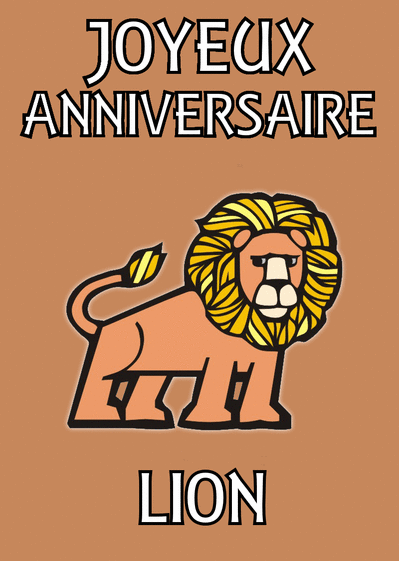 Carte Joyeux anniversaire lion Carte anniversaire horoscope
