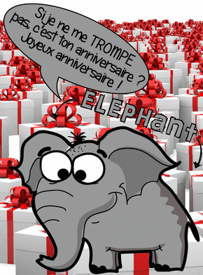Carte L'anniversaire par l'éléphant Carte anniversaire animaux rigolos