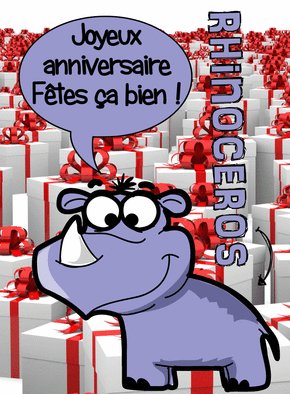 Carte Joyeux anniversaire par le rhinoceros Carte anniversaire animaux rigolos