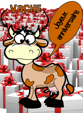 Carte Joyeux anniversaire par une vache Carte anniversaire animaux rigolos