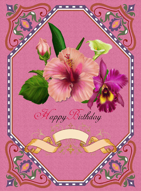 Carte Happy Birthday rose et fleuri Carte anniversaire fleurs