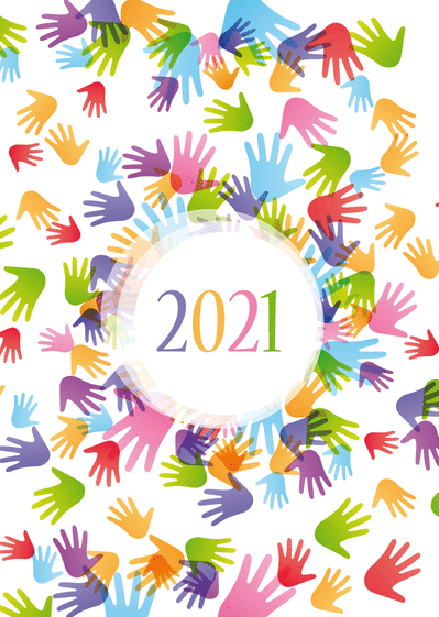 Carte Tous ensemble pour la nouvelle année 2021 Carte de voeux entreprise originale 2021