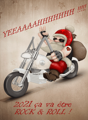 Carte Une bonne année 2021 Rock and Roll Carte de voeux humour 2021
