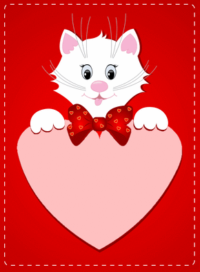 Carte Gros Coeur Et Petit Chat Blanc Personnalisable Envoyer Une Carte Saint Valentin Personnalisee Des 0 99 Merci Facteur