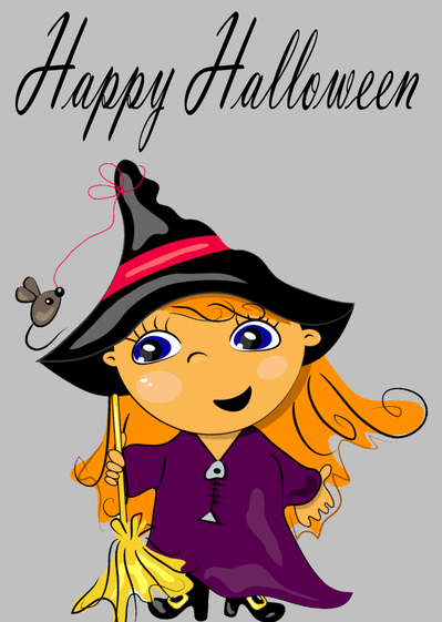 Carte Happy halloween petite fille ! Carte Halloween pour enfant