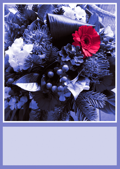 Carte Un bouquet et une fleur rouge Carte condoléances personnalisée