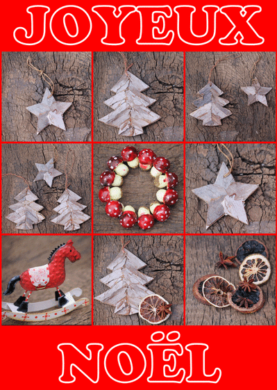 Carte Joyeux Noël et décorations en bois Carte de noel