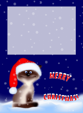 Carte Le tout petit chat Merry Christmas Carte noël personnalisée
