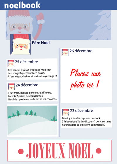 Carte Le Facebook personnalisable du père Noël Carte noël personnalisée