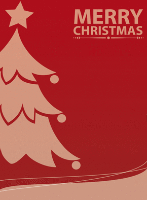 Carte Merry Christmas et le sapin rouge Carte de Noël en plusieurs langues