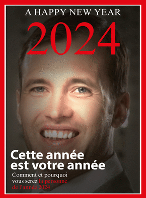 Carte La personne de la nouvelle année 2024 Carte de voeux 2024 couverture de magazine